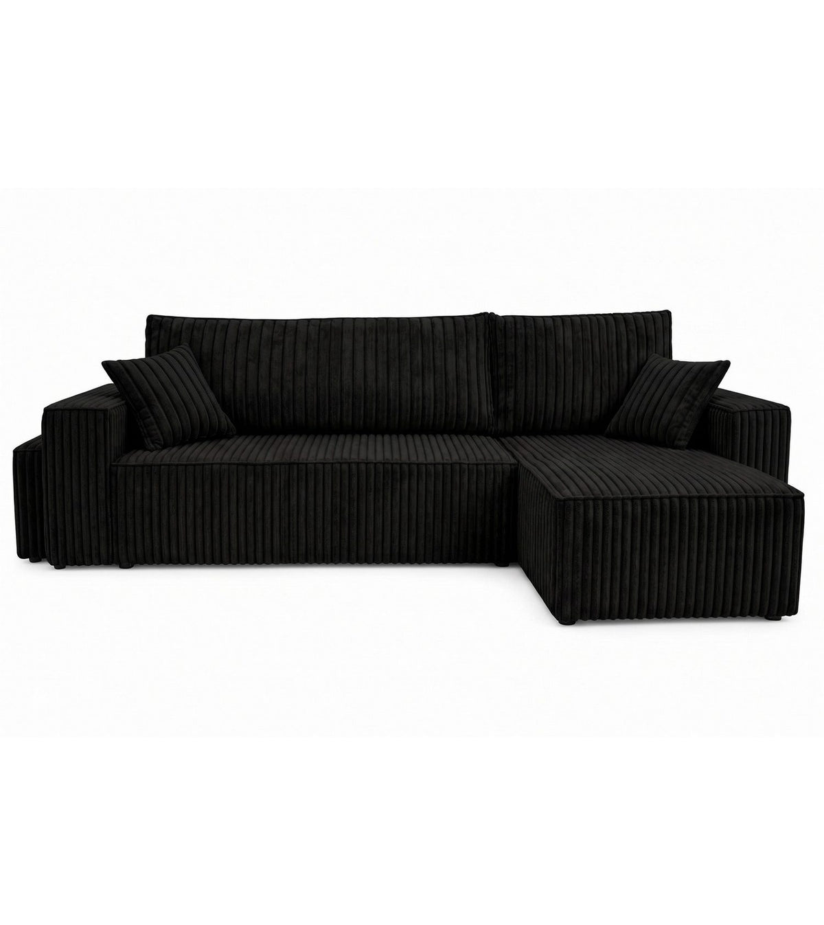 Cord Ecksofa BEST L in Schwarz Frontansicht