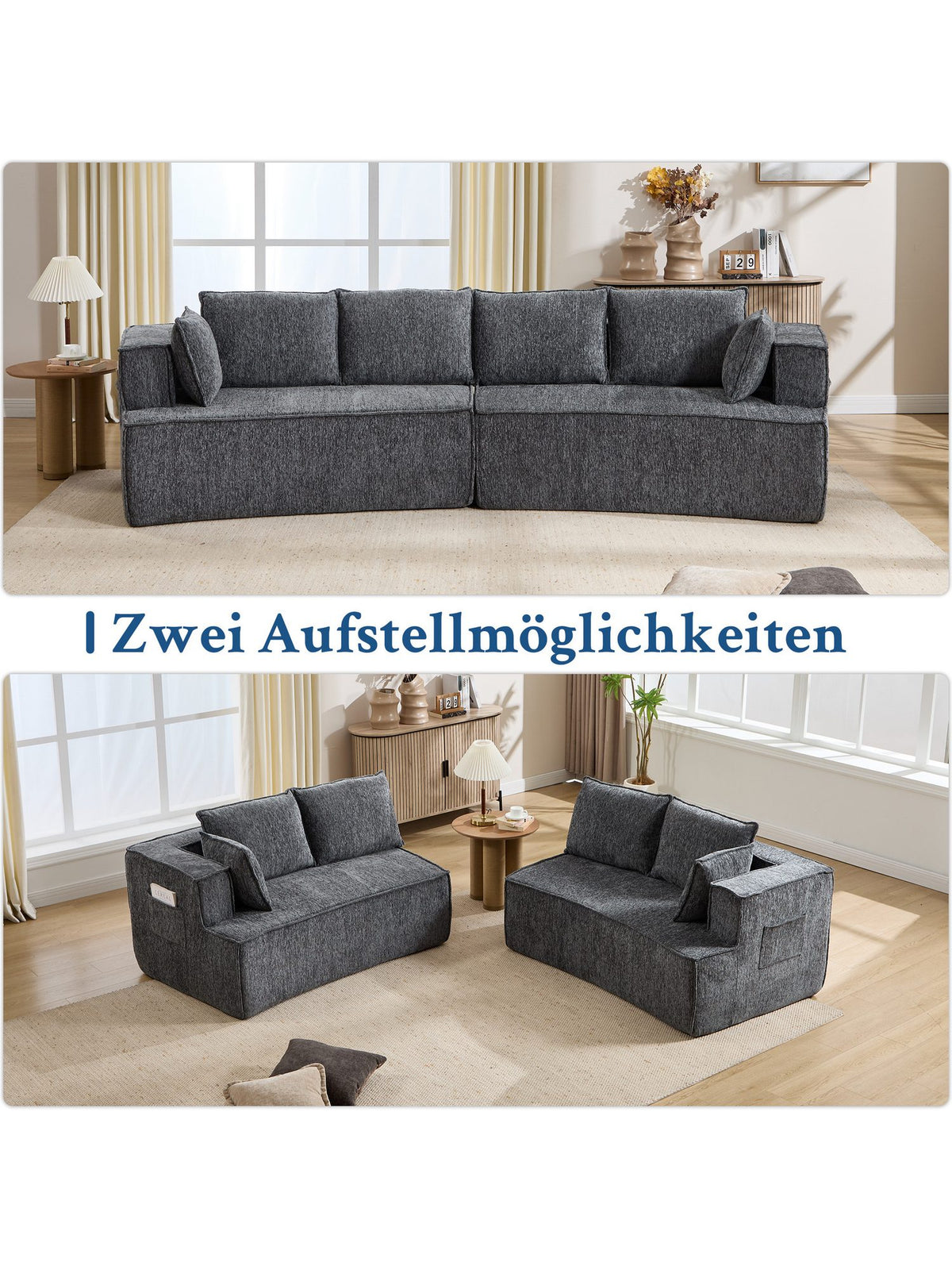 Cord Ecksofa CLOUD im Wohnzimmer mit tiefem Sitz