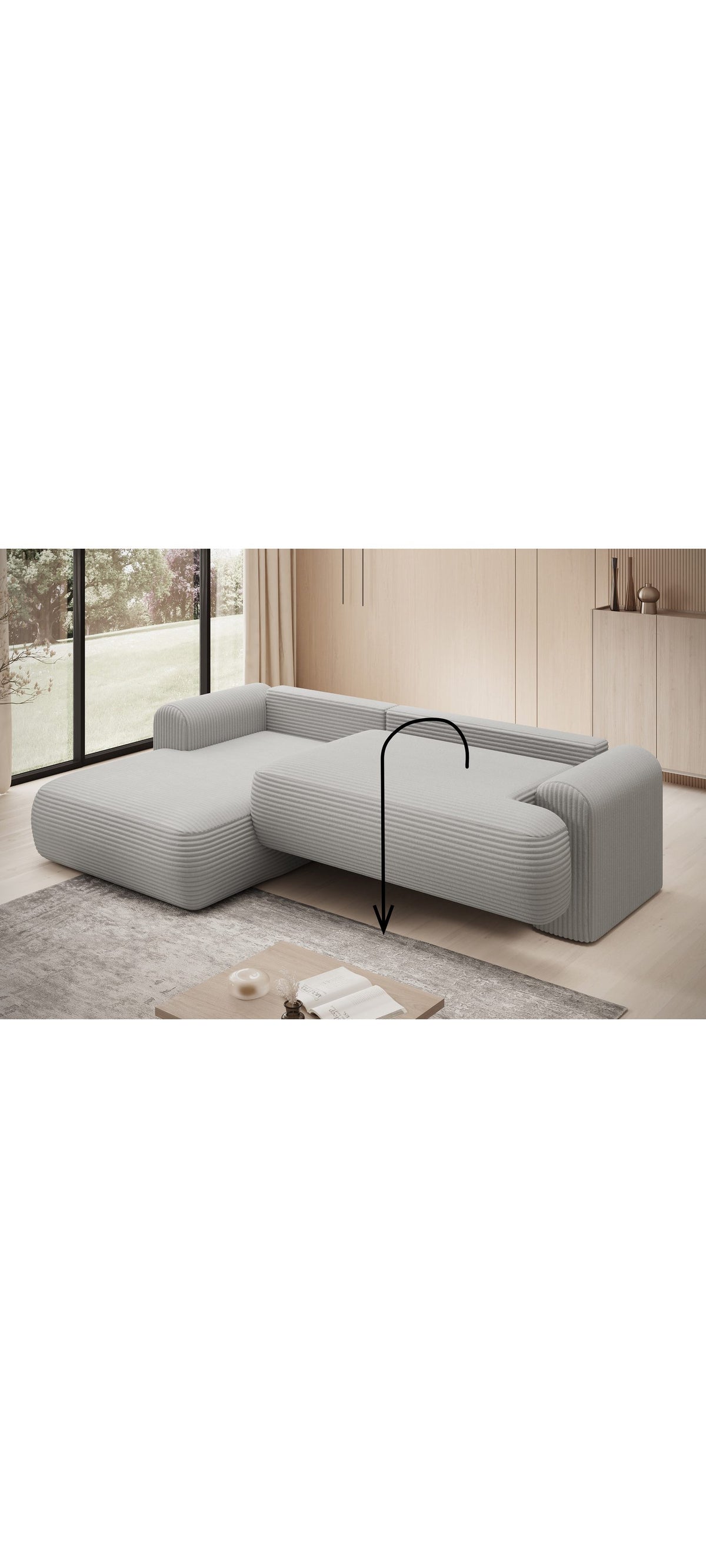 Breite Ottomane des Cord Ecksofas