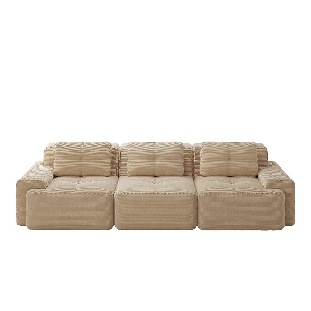 Beiges Cloud Modulsofa aus Cord frontal
