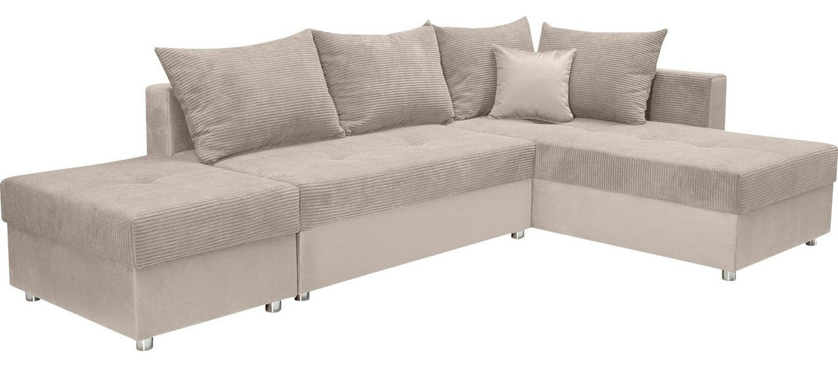 Cord Ecksofa ITALIA 217 cm in Beige Ansicht 2