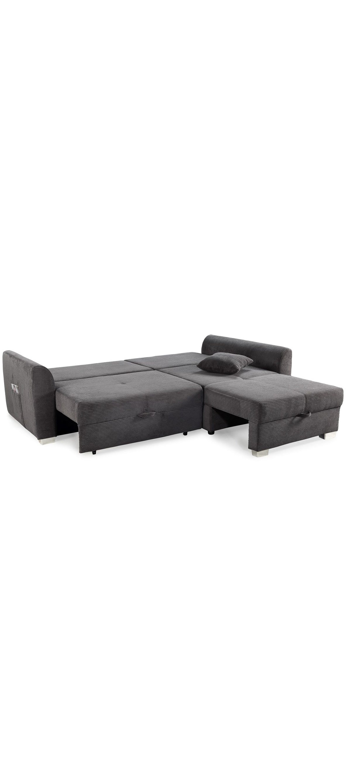 Cord Ecksofa 15202 in Dunkelgrau im Wohnzimmer