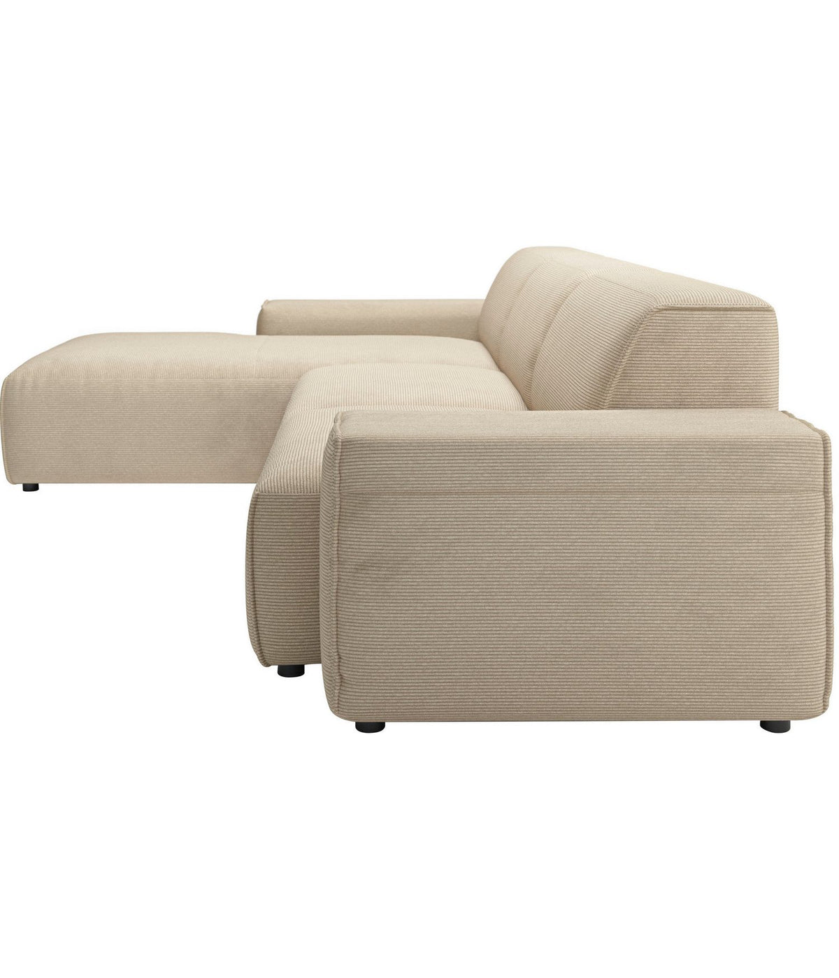 Cord Ecksofa GLIMMINGE in Sand von hinten betrachtet