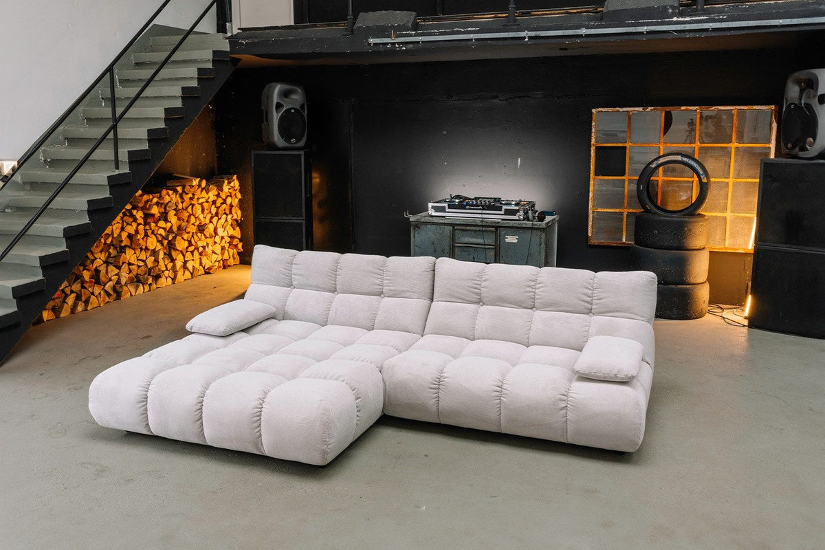 Ecksofa VIVIEN mit tiefer Sitzfläche von der Seite