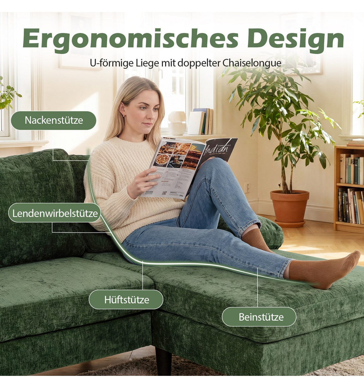 Cord Wohnlandschaft HV11029 Grün Seitenansicht