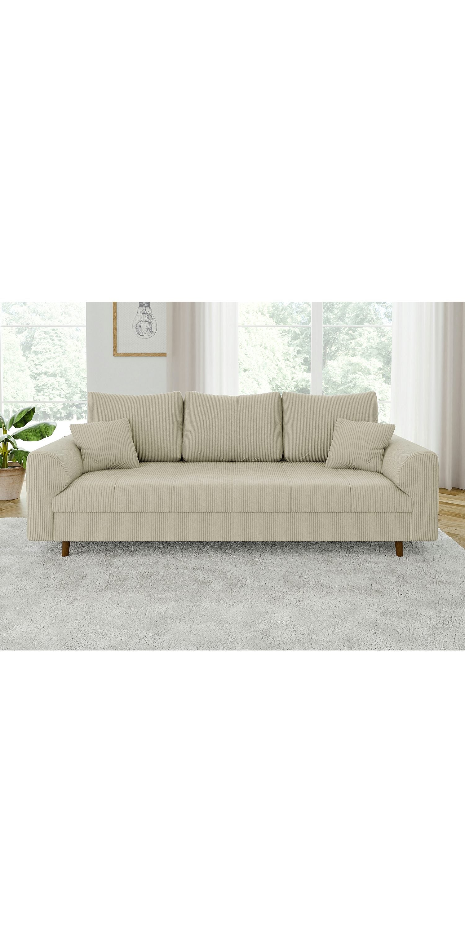Braune Massivholzfüße des Sofas ZARA im Detail