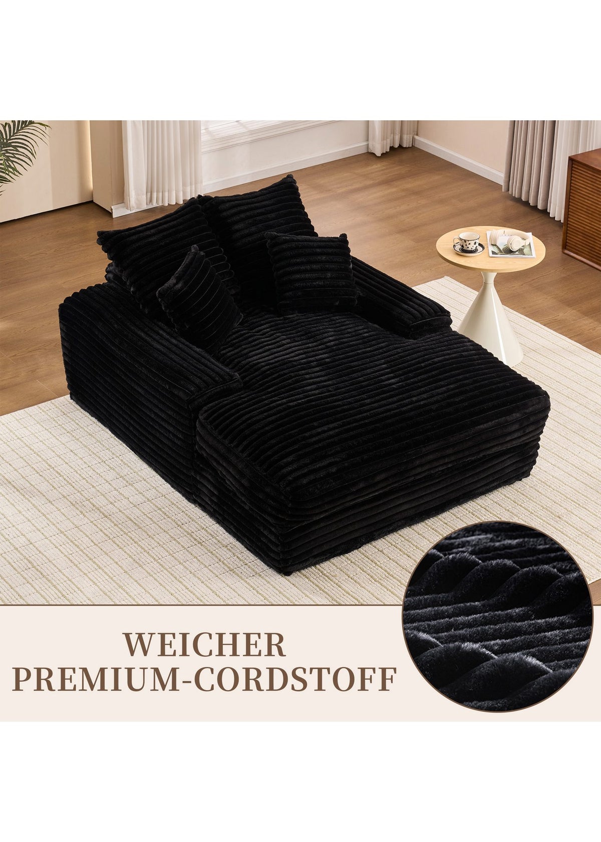 Cord Schlafsofa SEEDWAVE als Liegeflaeche genutzt