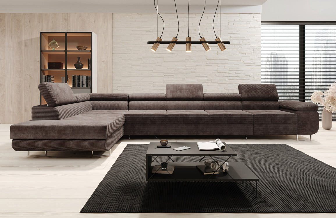 Braune Cord Wohnlandschaft MAXI im Wohnzimmer
