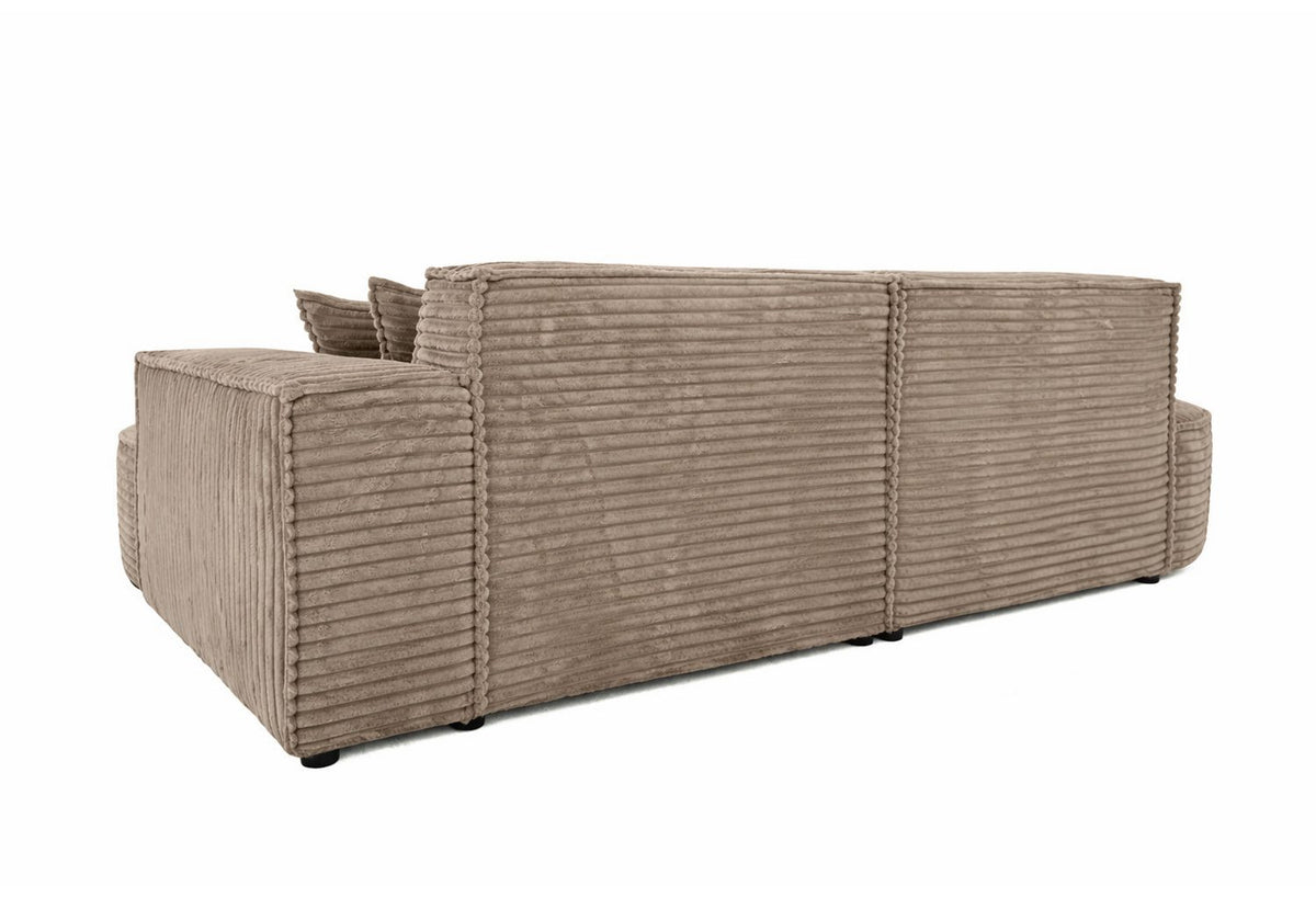 Abgerundete Armlehne des Cord Ecksofas