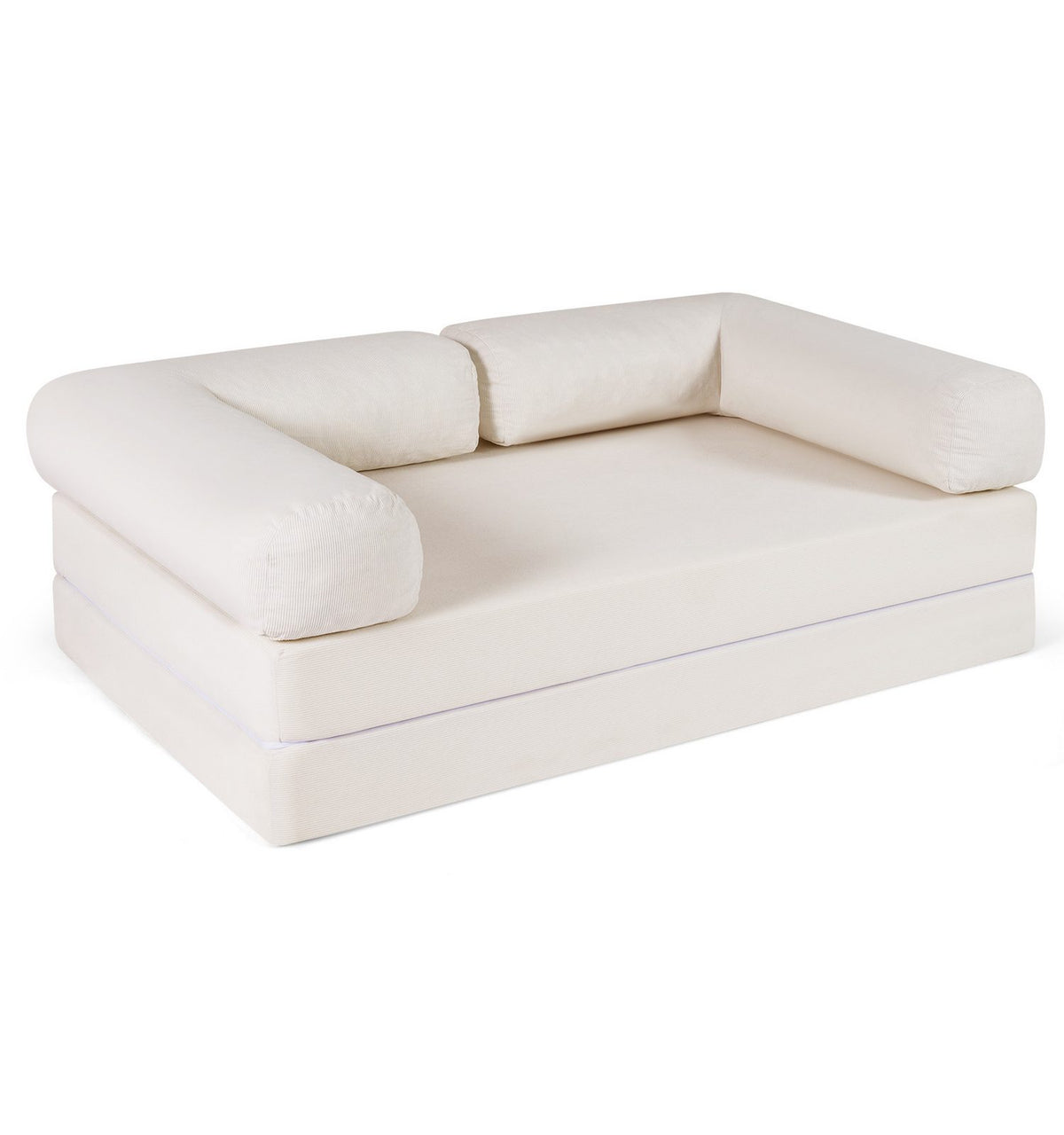 Cord Schlafsofa in Beige Gesamtansicht
