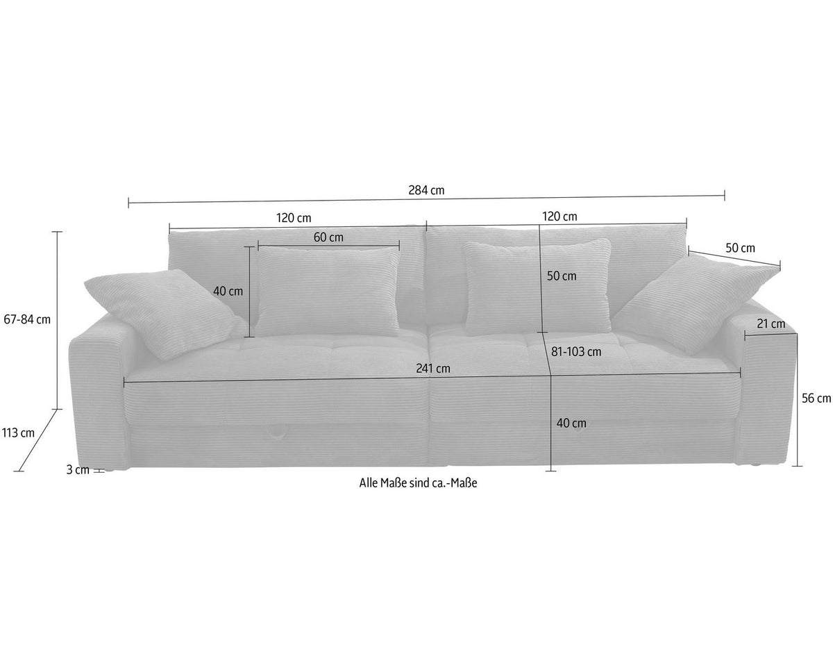 Geöffneter Bettkasten des Big-Sofas SPACE XL