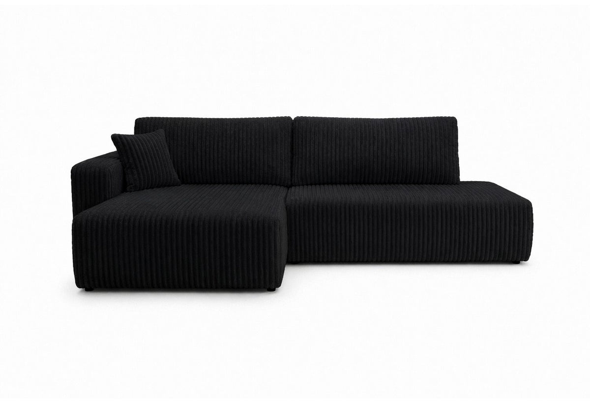 Cord Ecksofa OPEN XL in Schwarz Gesamtansicht