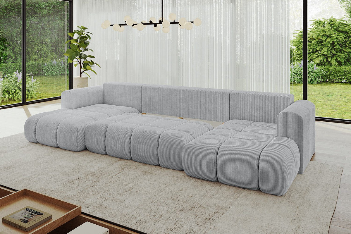 Detailansicht des POSO Cordstoffs in Grau