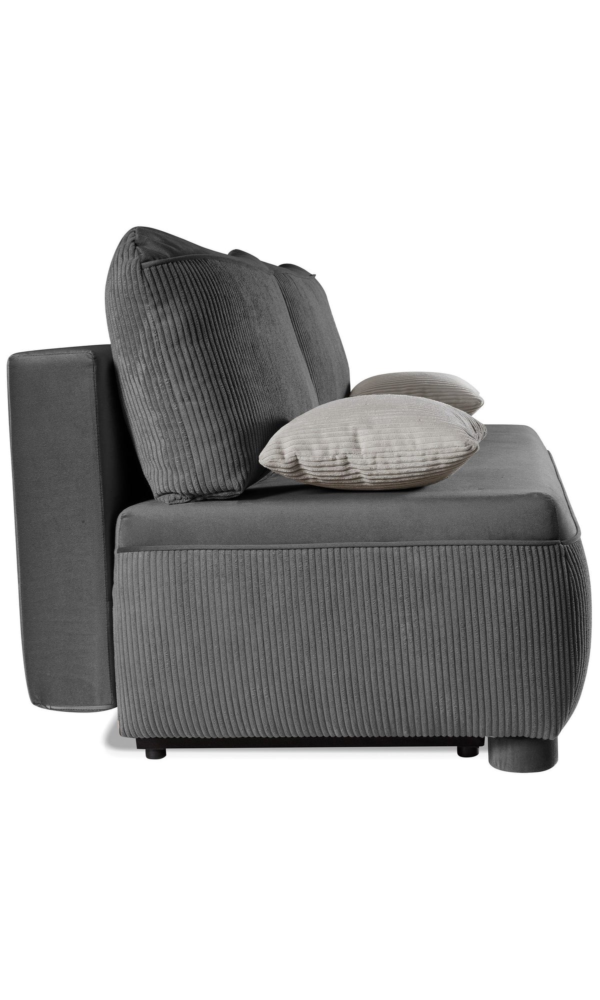 Cord Schlafsofa AIDA in Dunkelgrau Seitenansicht