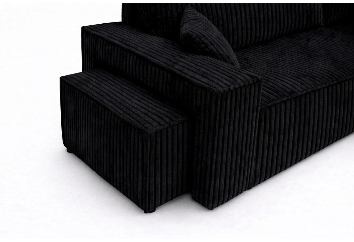 Cord Ecksofa BEST L mit ausgeklappter Liegefläche
