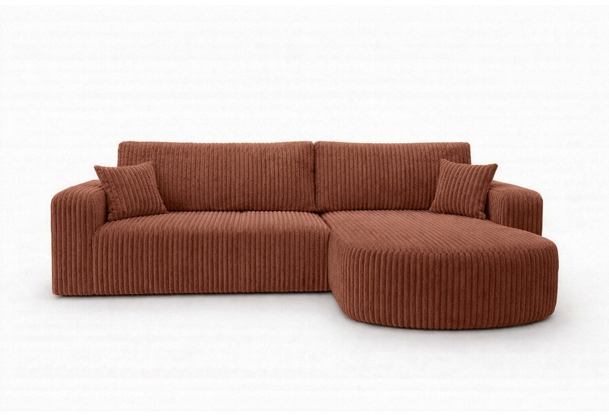 Cord Ecksofa ROUND ONE XL in Kupfer frontal
