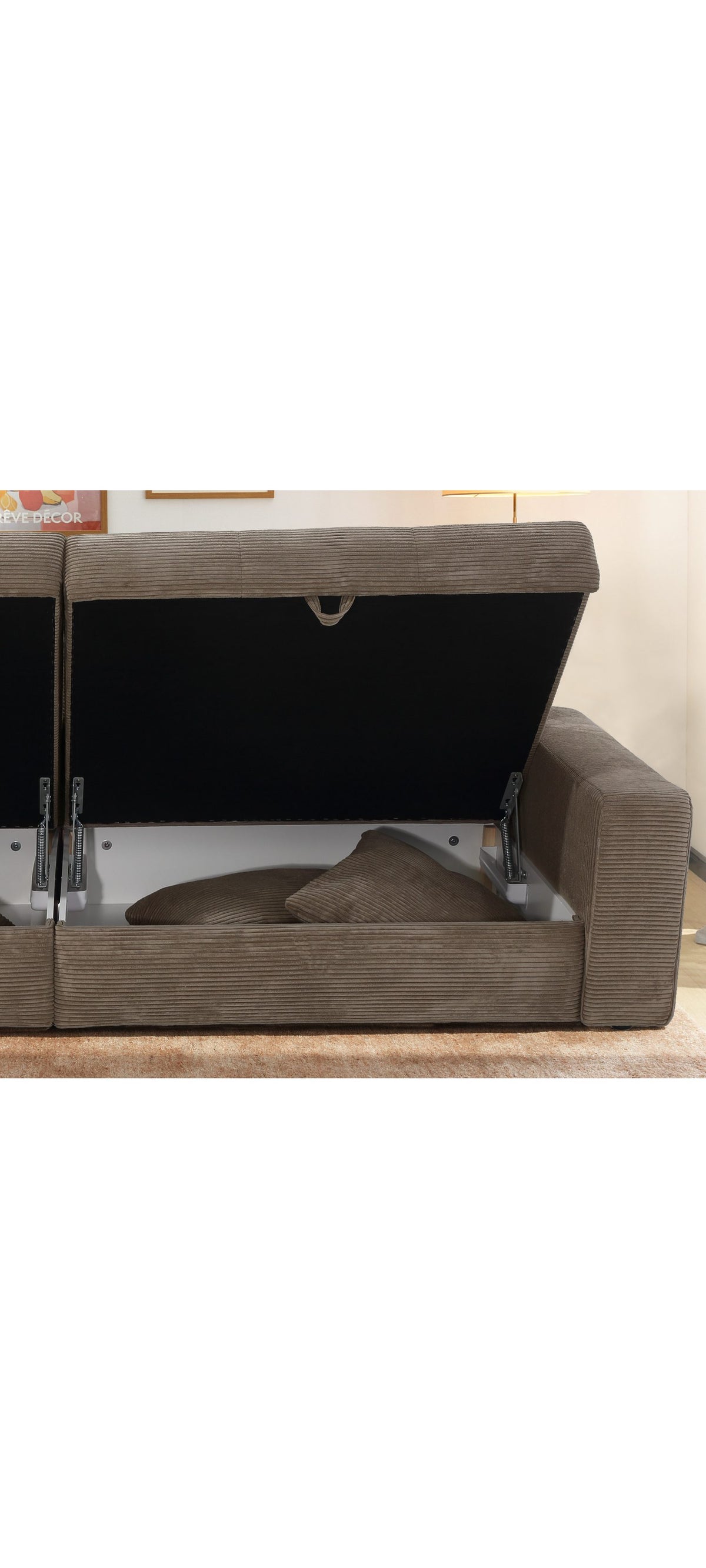 Cord Big Sofa 15264 geoeffneter Bettkasten mit Gasdruckfeder