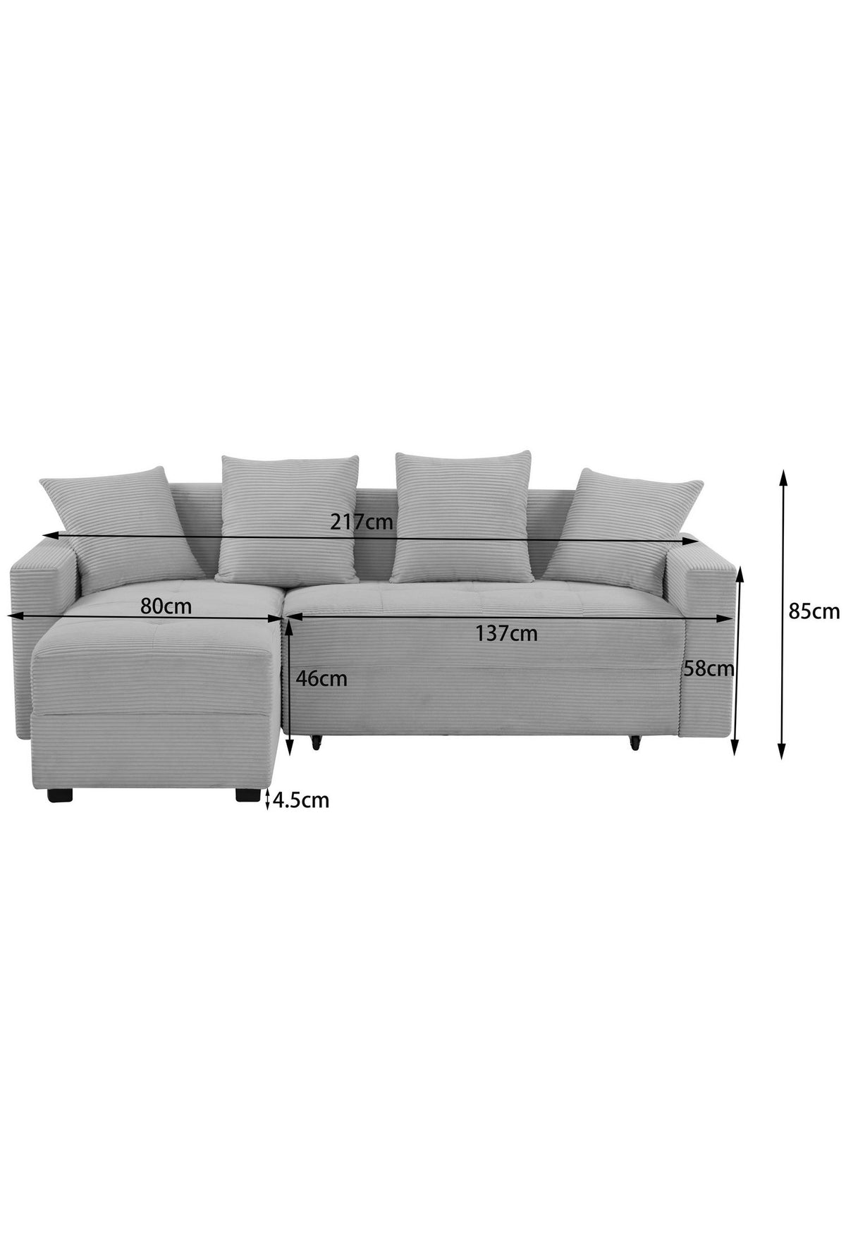 Ecksofa KILLAM in Grau im Wohnzimmer