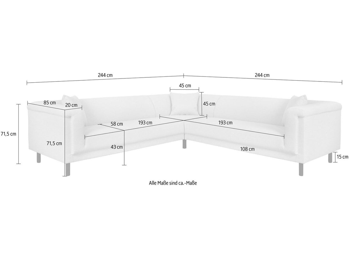 Cord Ecksofa AGNIA in Creme im Wohnzimmer