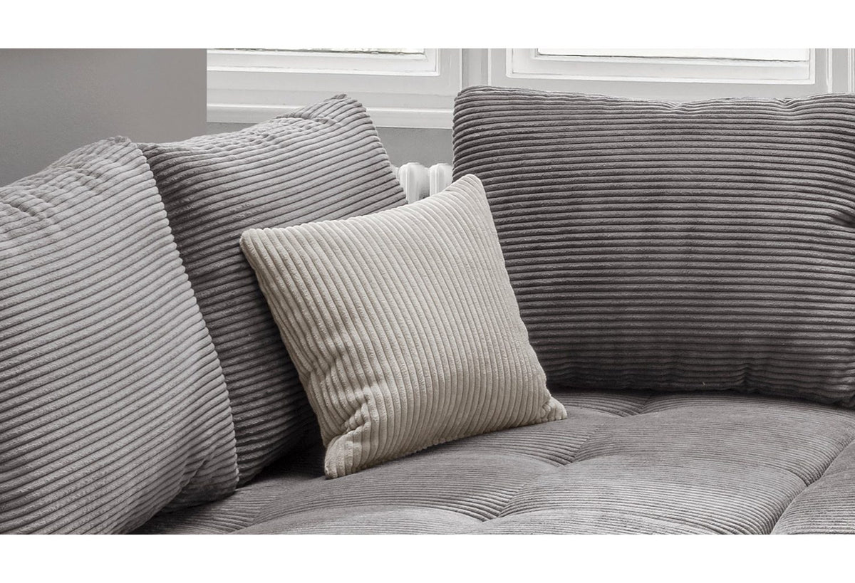 Cord Ecksofa 17202 mit Rückenkissen und Zierkissen