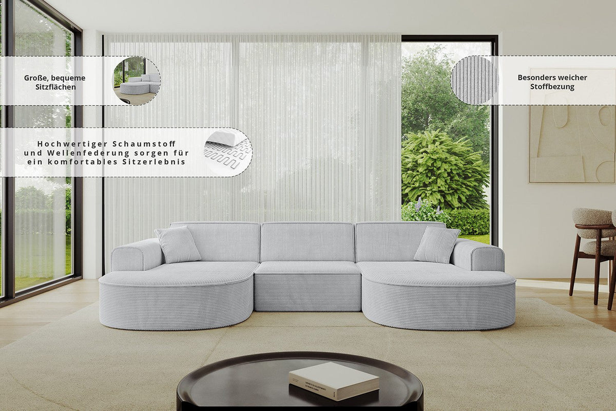 Cord Wohnlandschaft MARI-U1 Detail des Poso Cordstoffs
