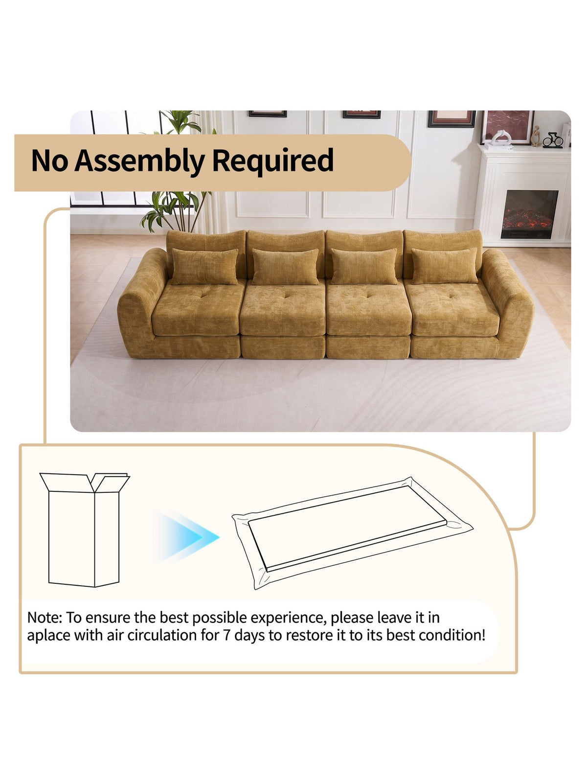 Maßangaben des modularen Cord Sofas