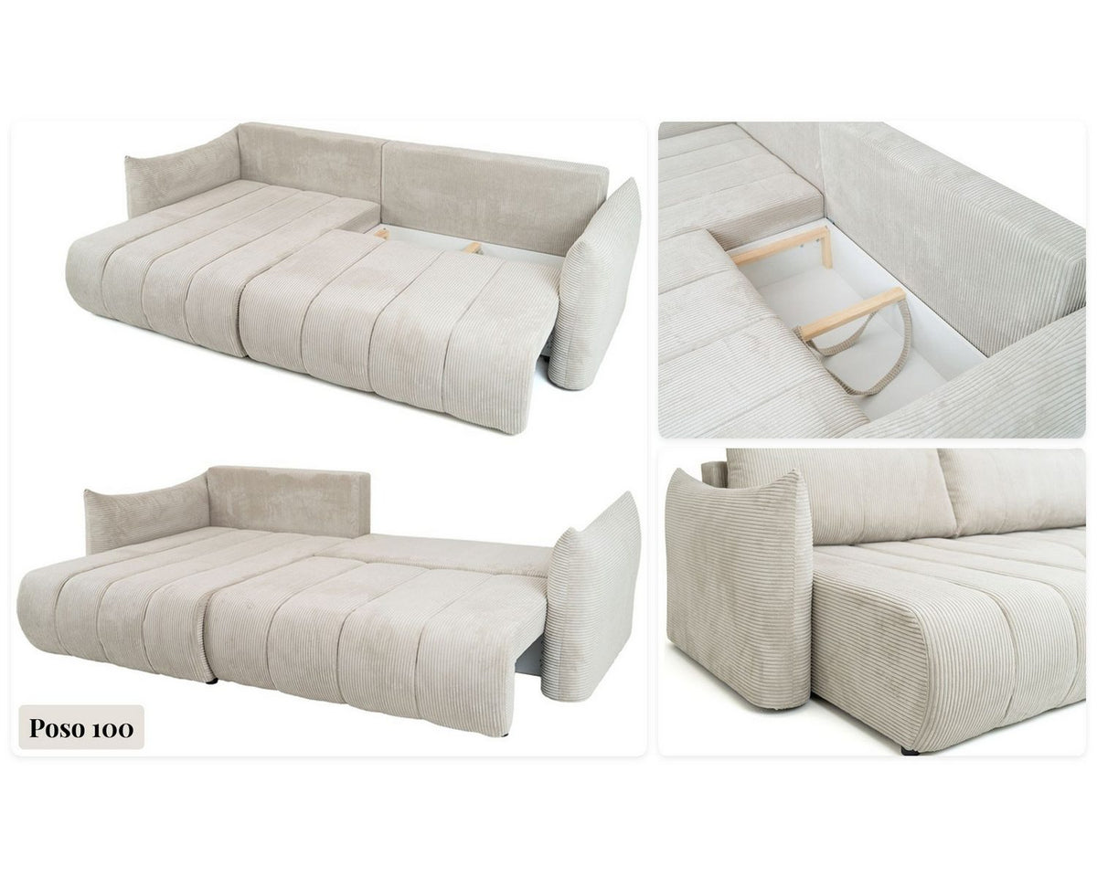 Cord Ecksofa LIV Bettkasten mit Stauraum