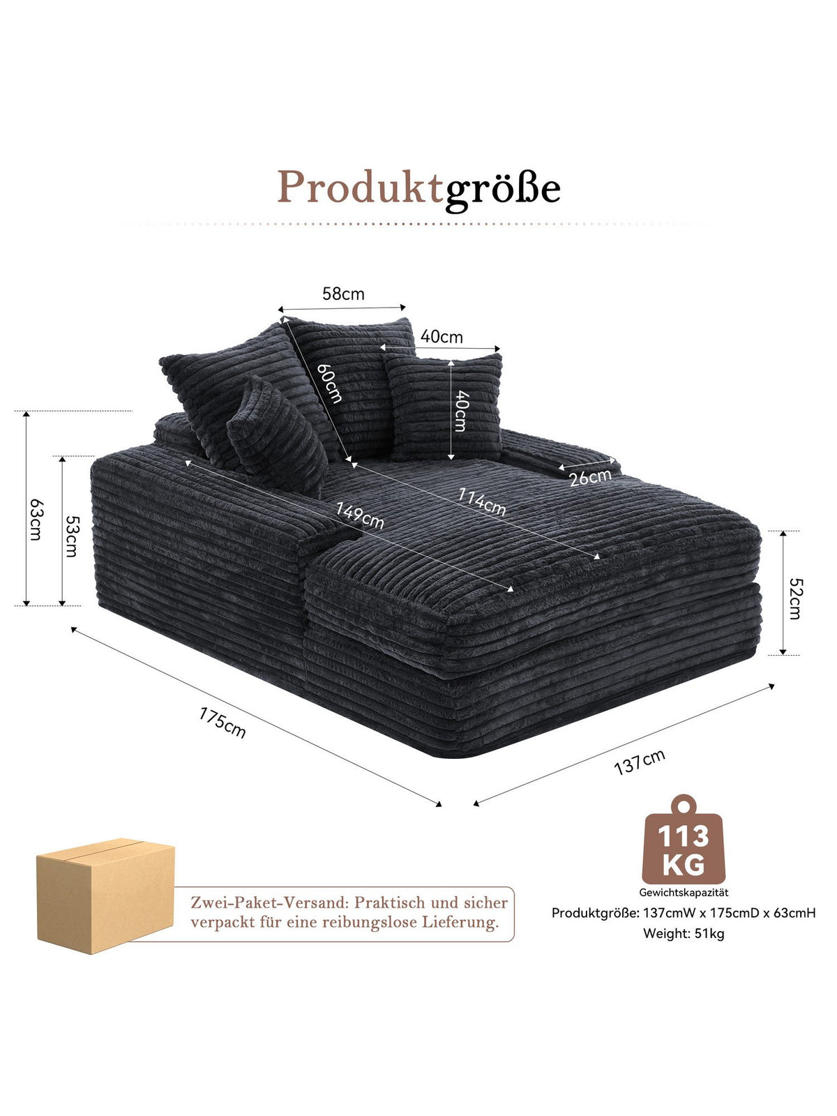 Breite Armlehne des Cord Schlafsofas