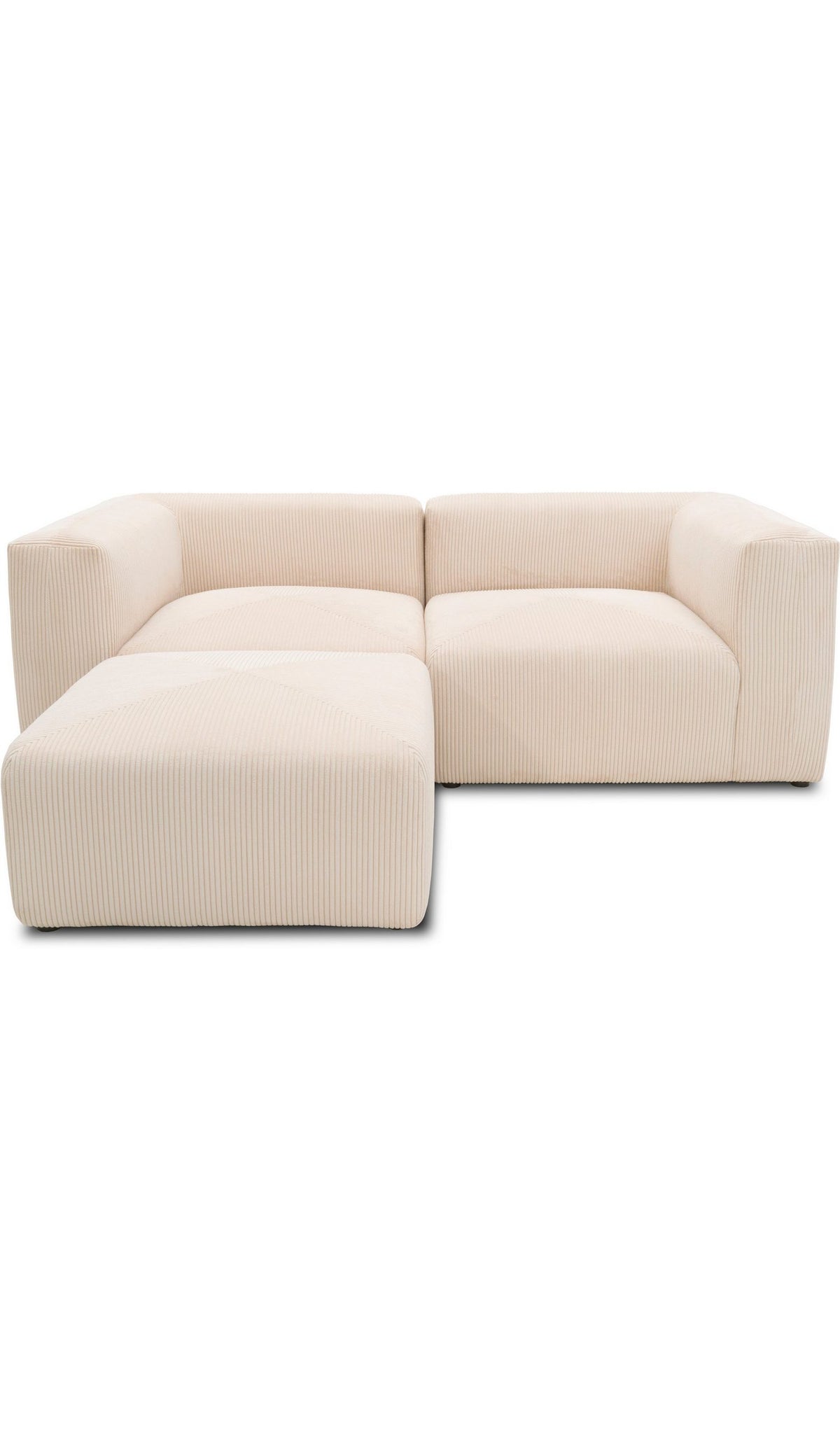 Detailaufnahme des Cord Bezugs in Creme