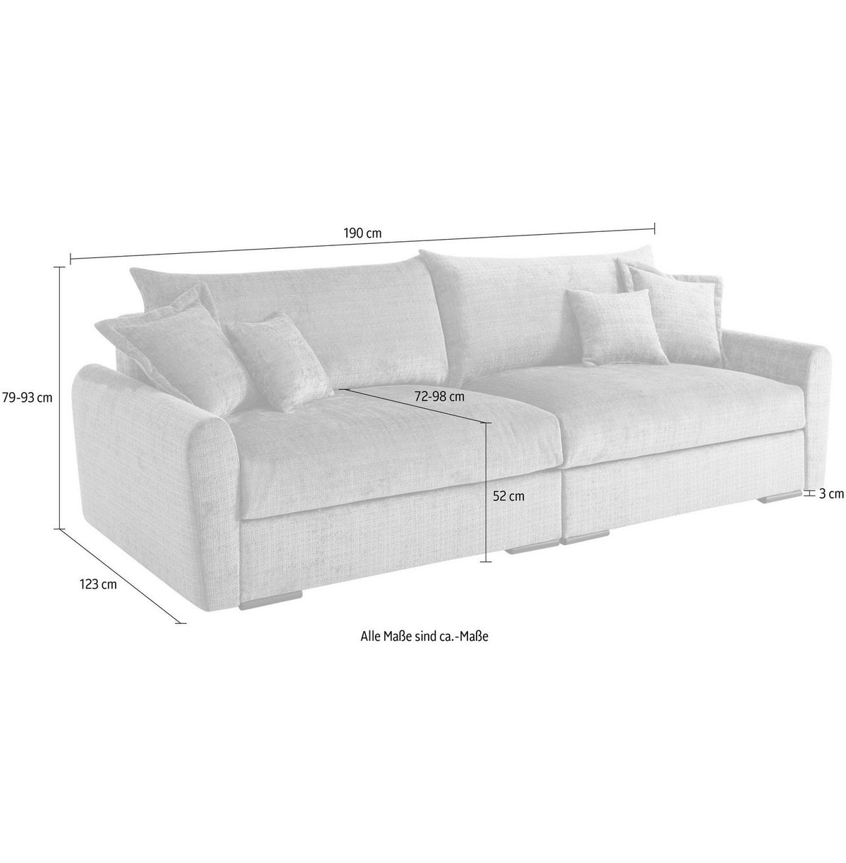 Big Sofa FINCA XL in Beige im eingerichteten Wohnzimmer