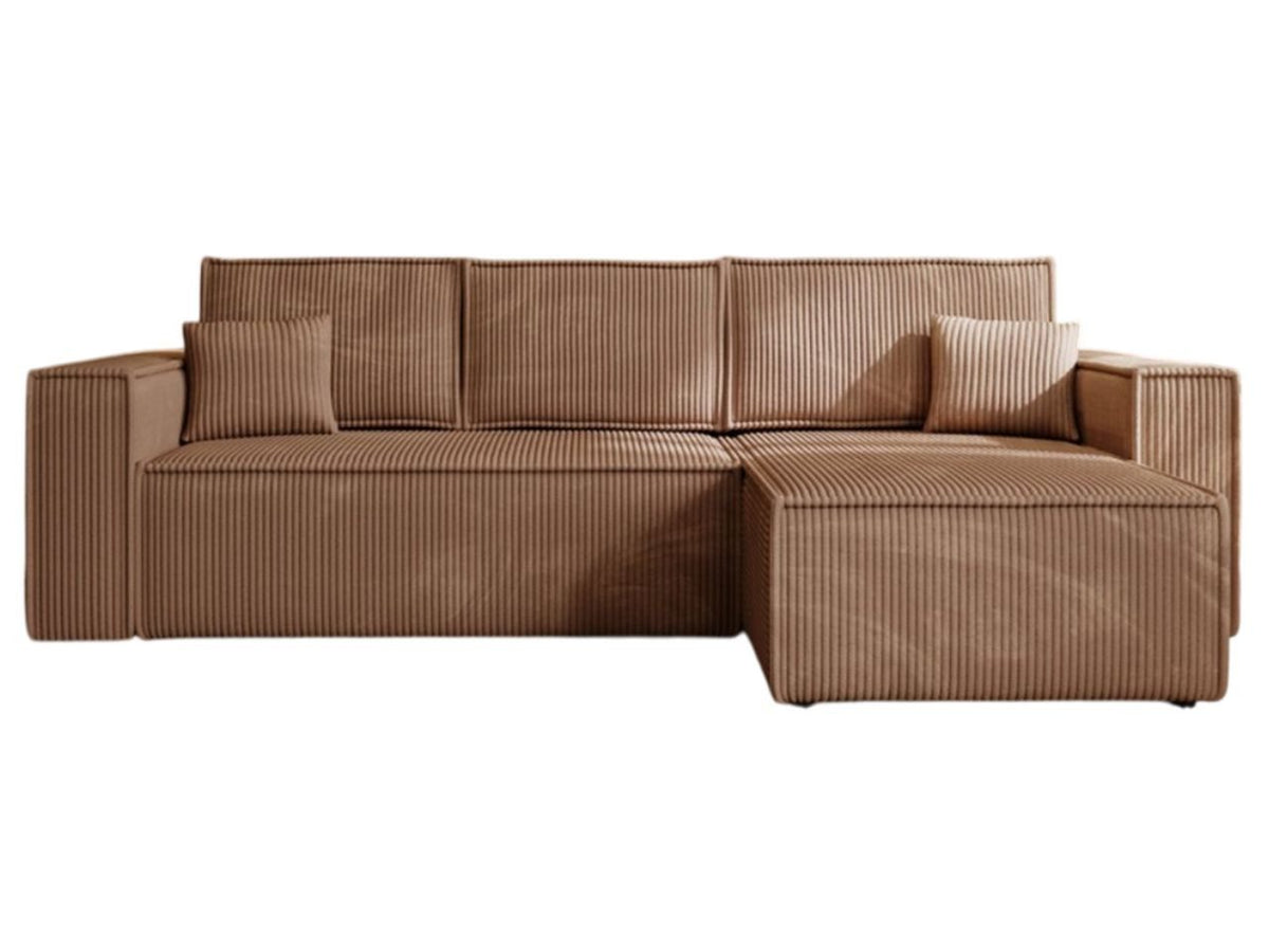Cord Ecksofa PRATO XL in Braun von vorne