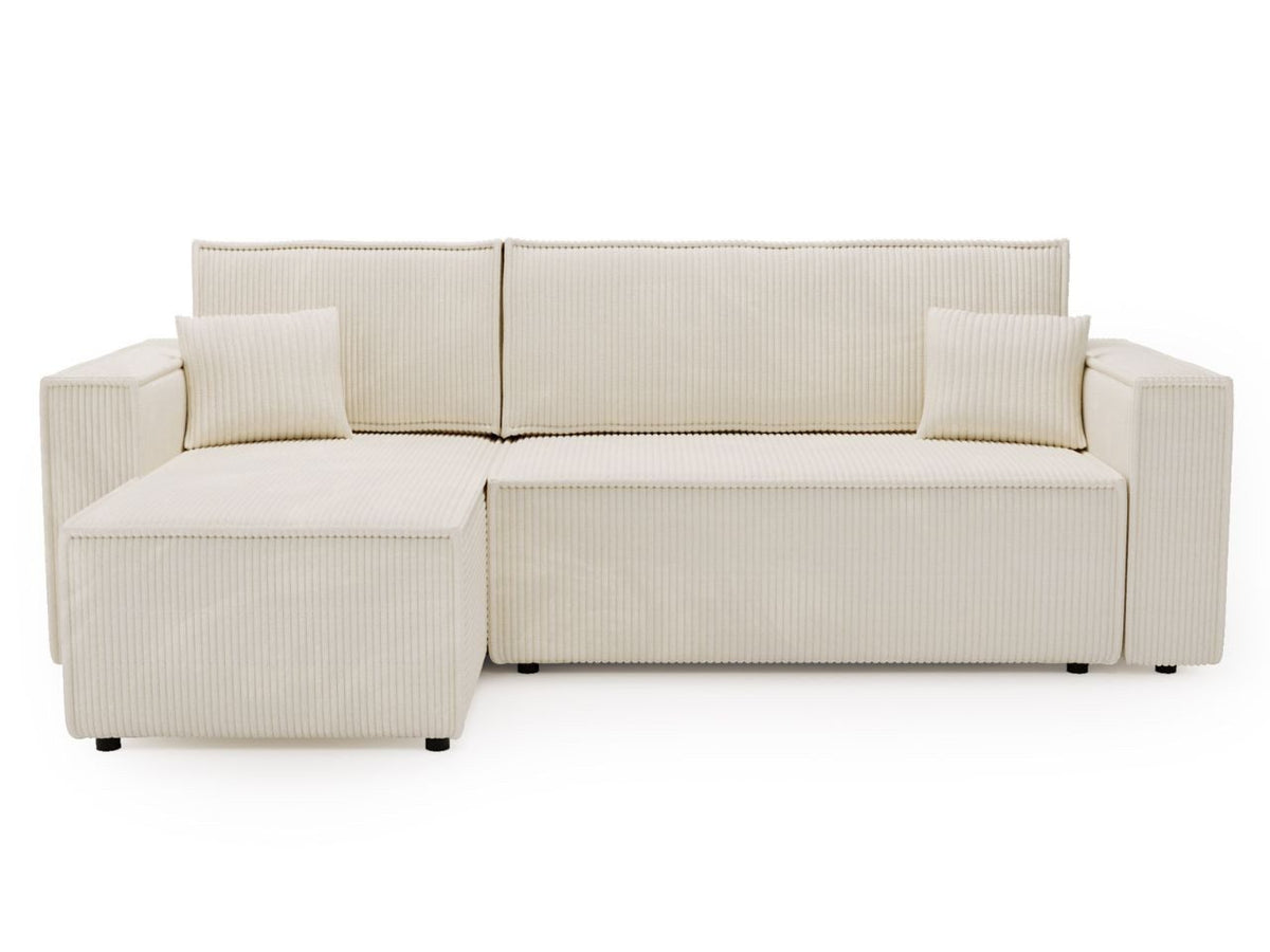 Cord Ecksofa Prato L in Beige von vorne