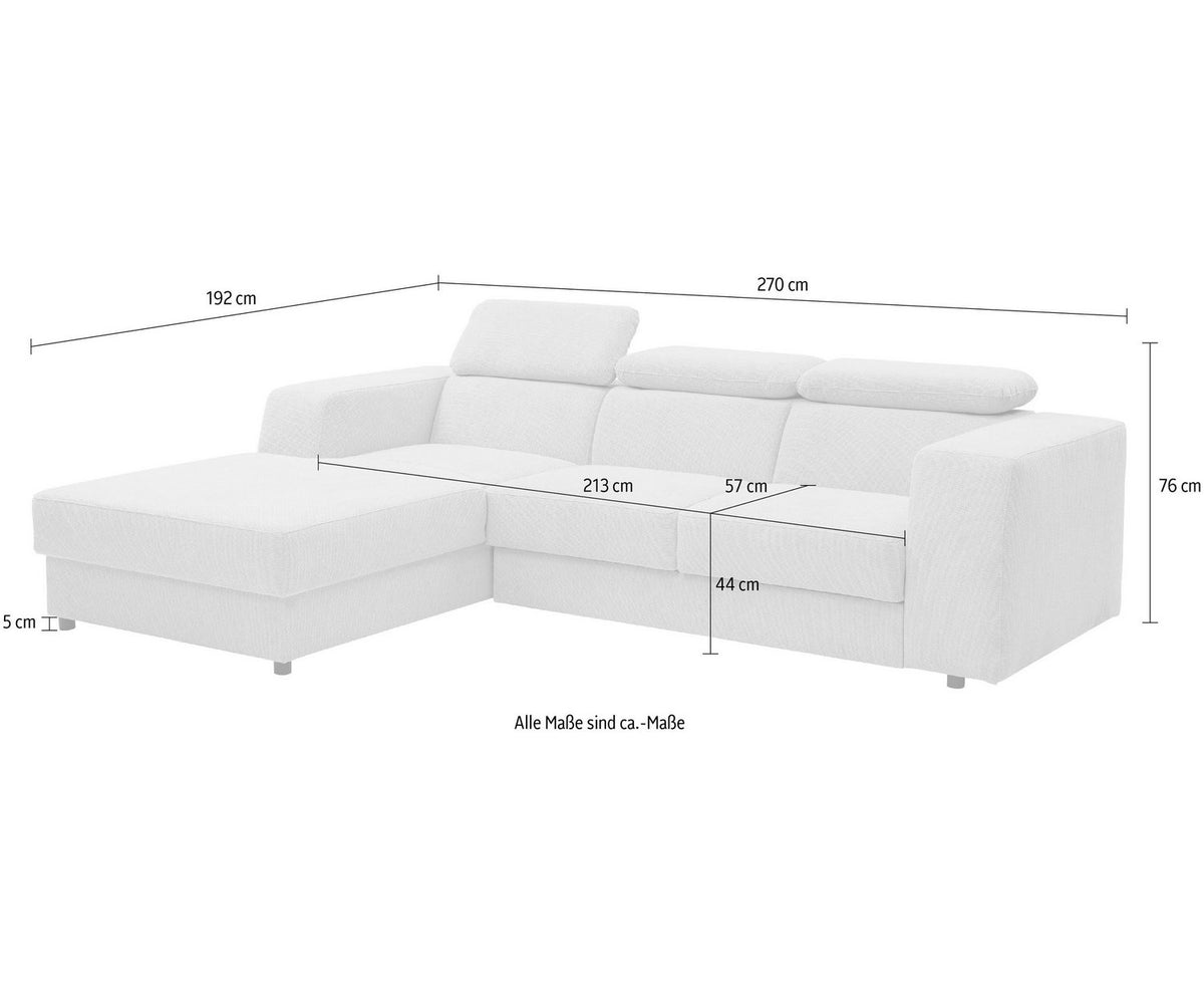 Ausgezogene Liegefläche des Ecksofas CHERRY