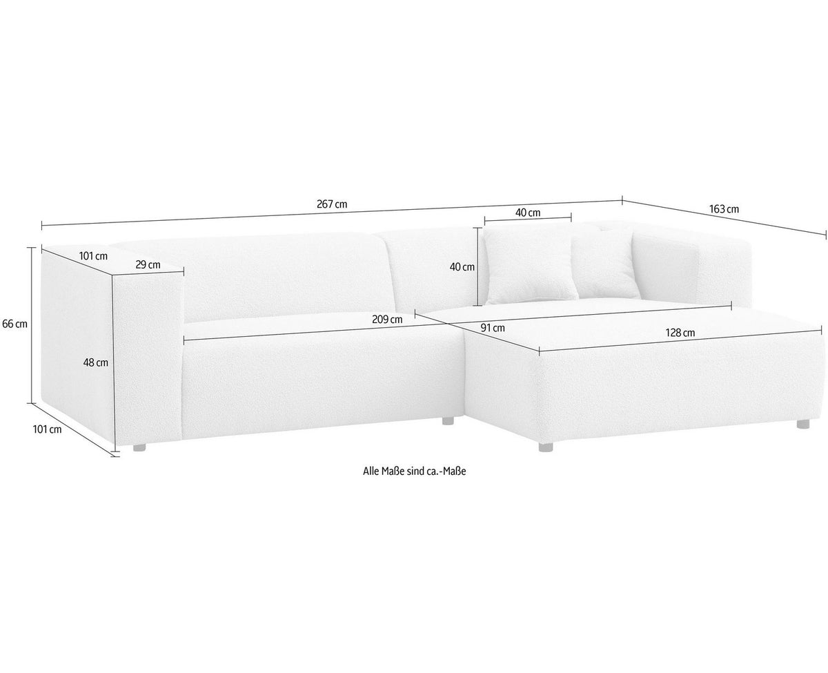 Rückansicht des frei stellbaren Ecksofas BAKELS
