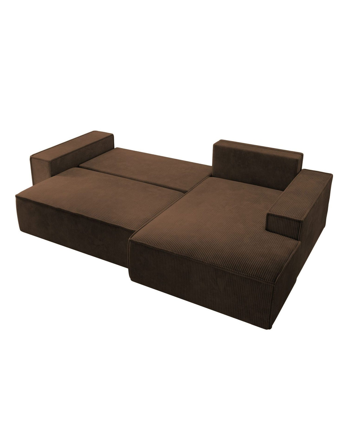 Braunes Cord Ecksofa FARESE NEW von der Seite betrachtet