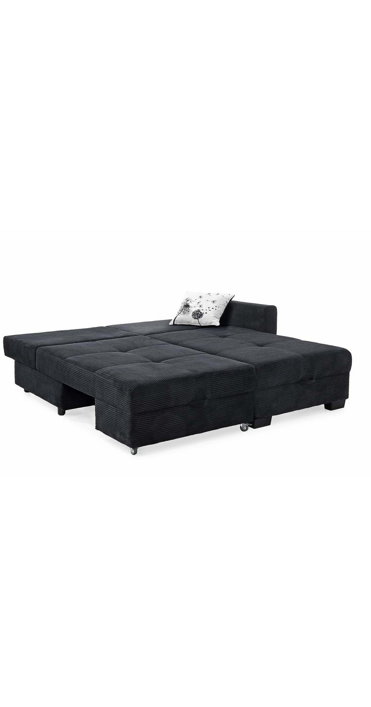 Schwarzes Cord Ecksofa 15216 in der Gesamtansicht