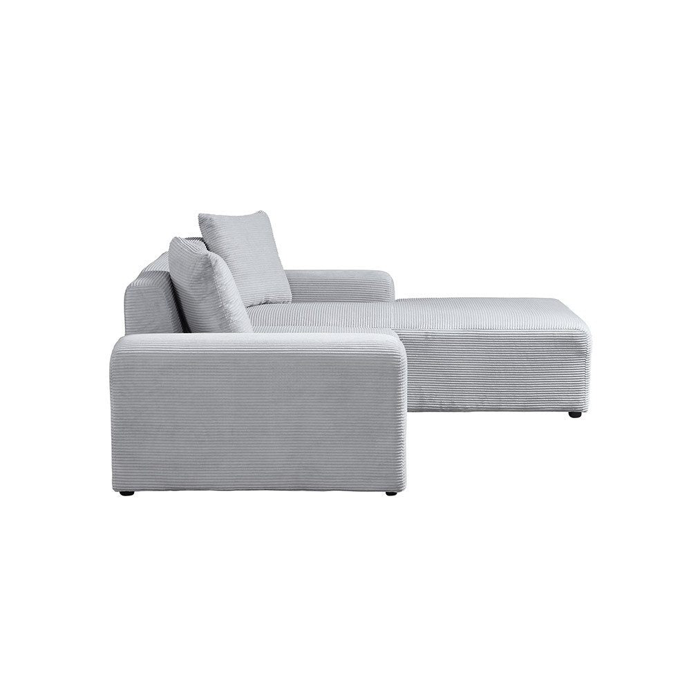 Cord Ecksofa AMELIO in Grau Frontansicht