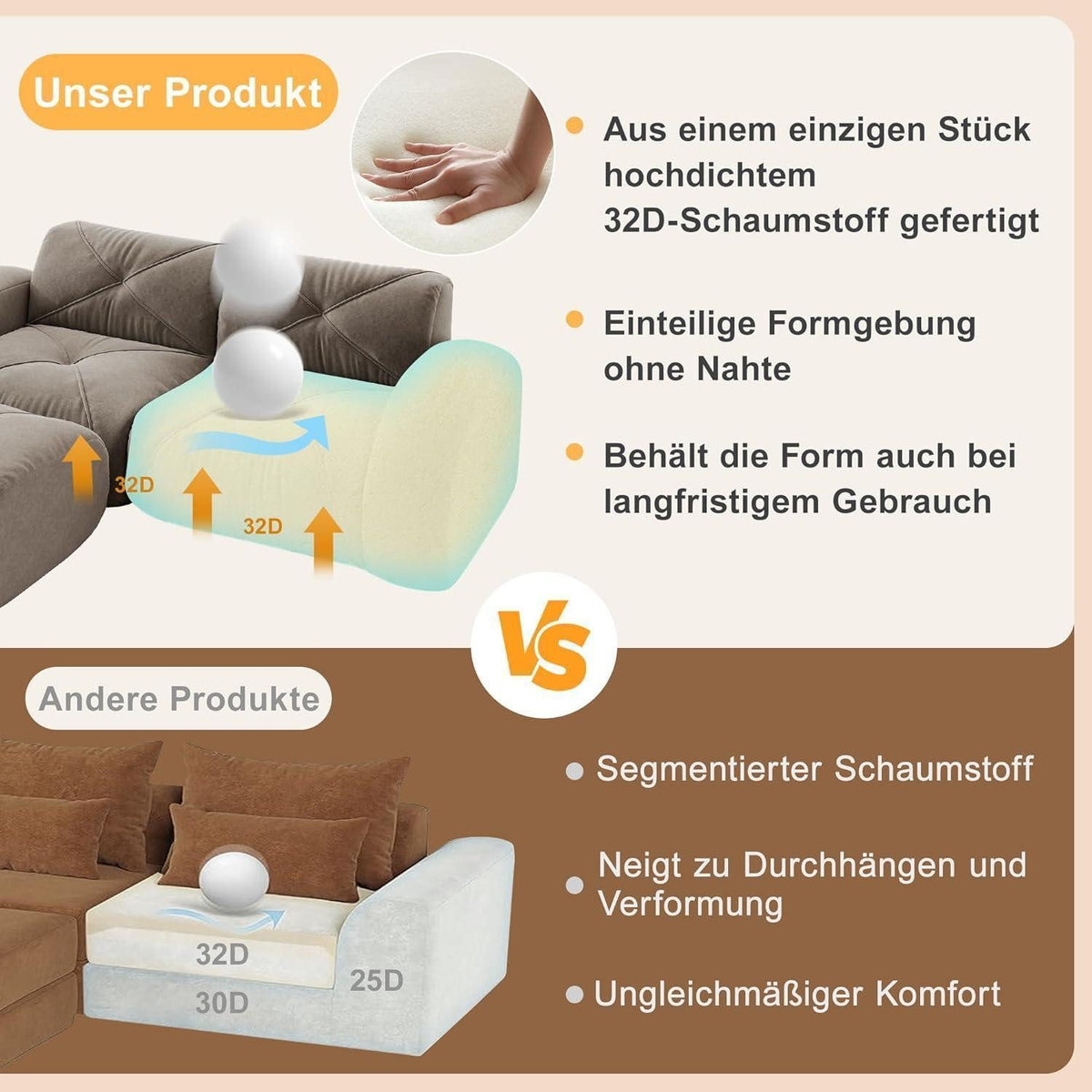 Fusshocker in Braun passend zur Cord Wohnlandschaft