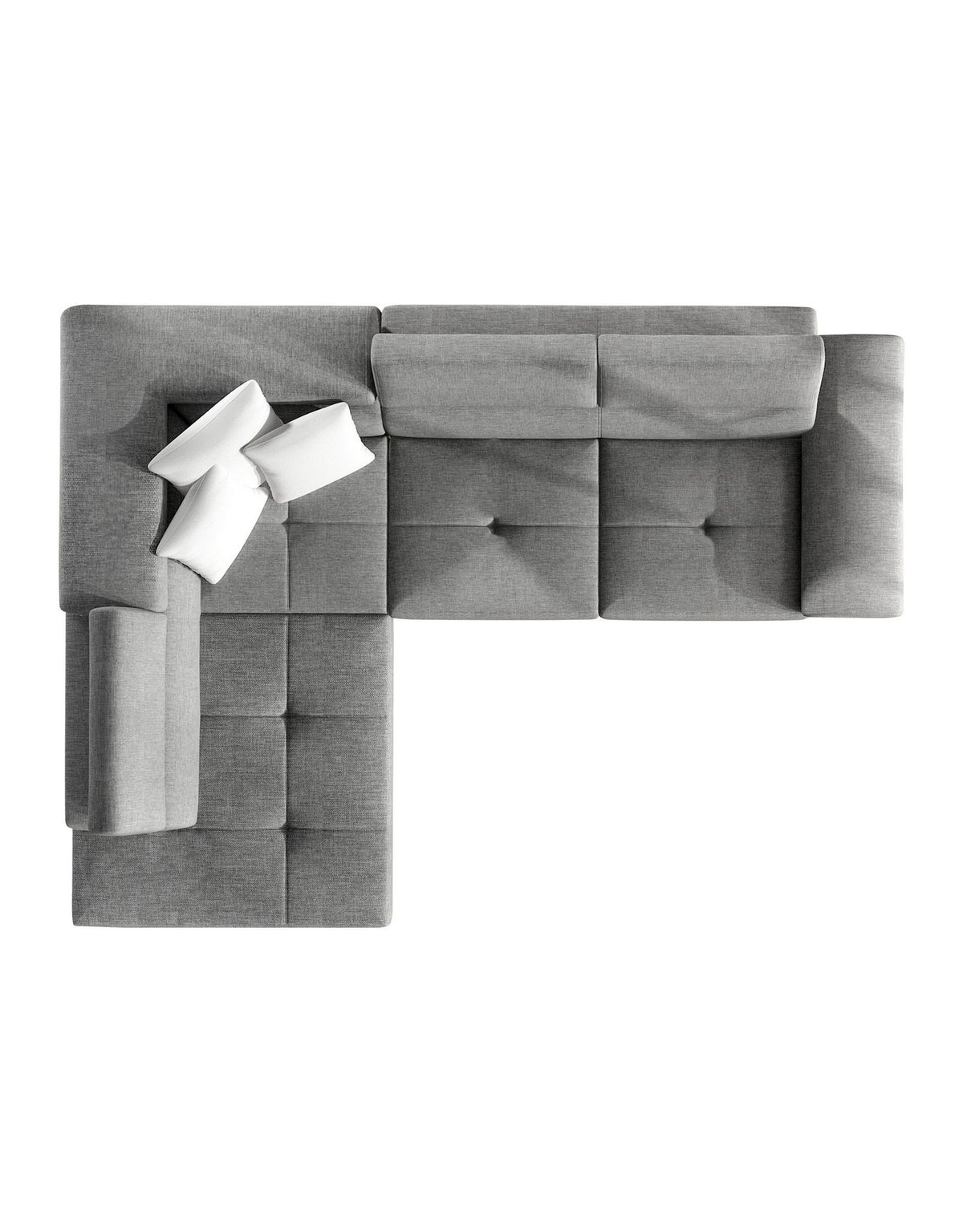 Maßskizze des Ecksofas COTERE mit 270 x 202 cm