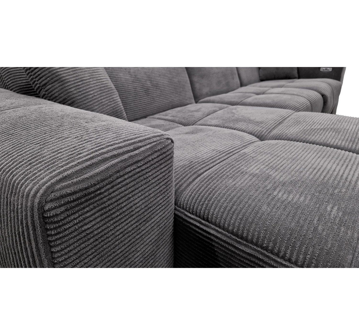 Ottomane des Cord Ecksofas TONI in Grau