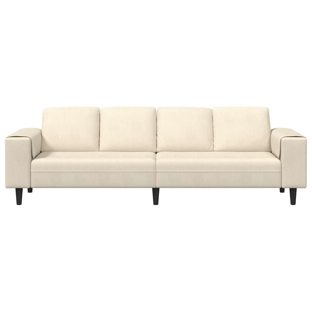 Cord Sofa in Creme aus seitlicher Perspektive