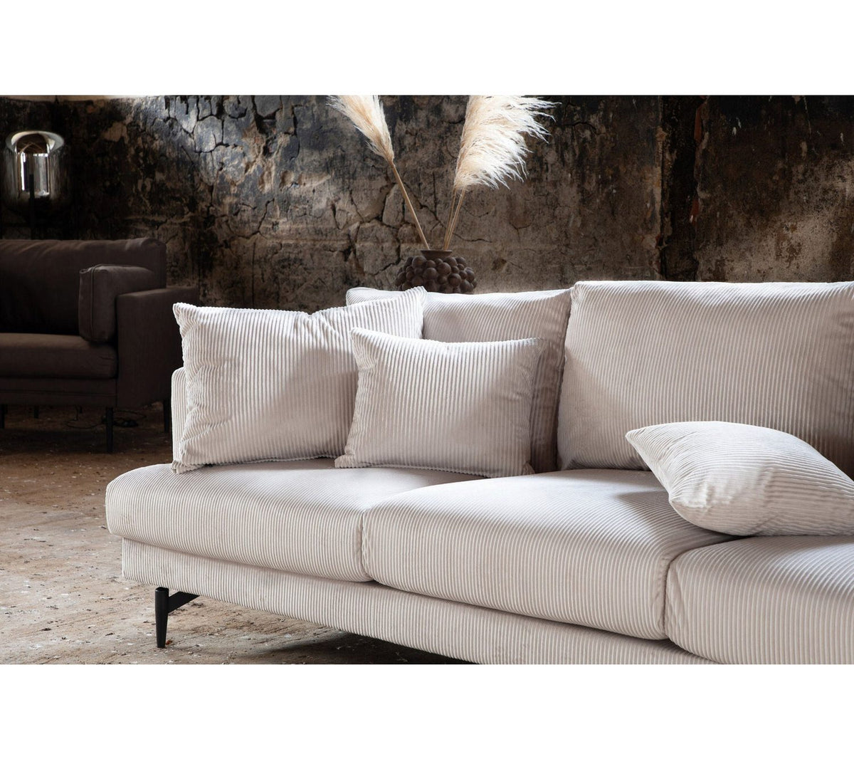Cord Sofa SOFIA Beige Rückansicht