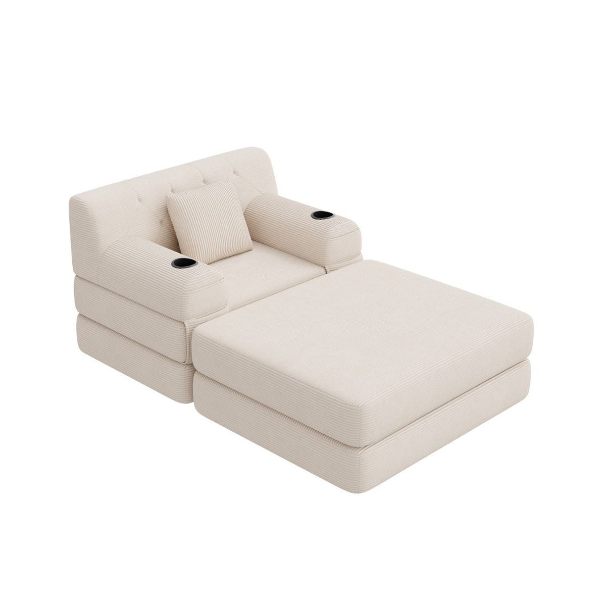 Cord Sofa Beige seitliche Ansicht