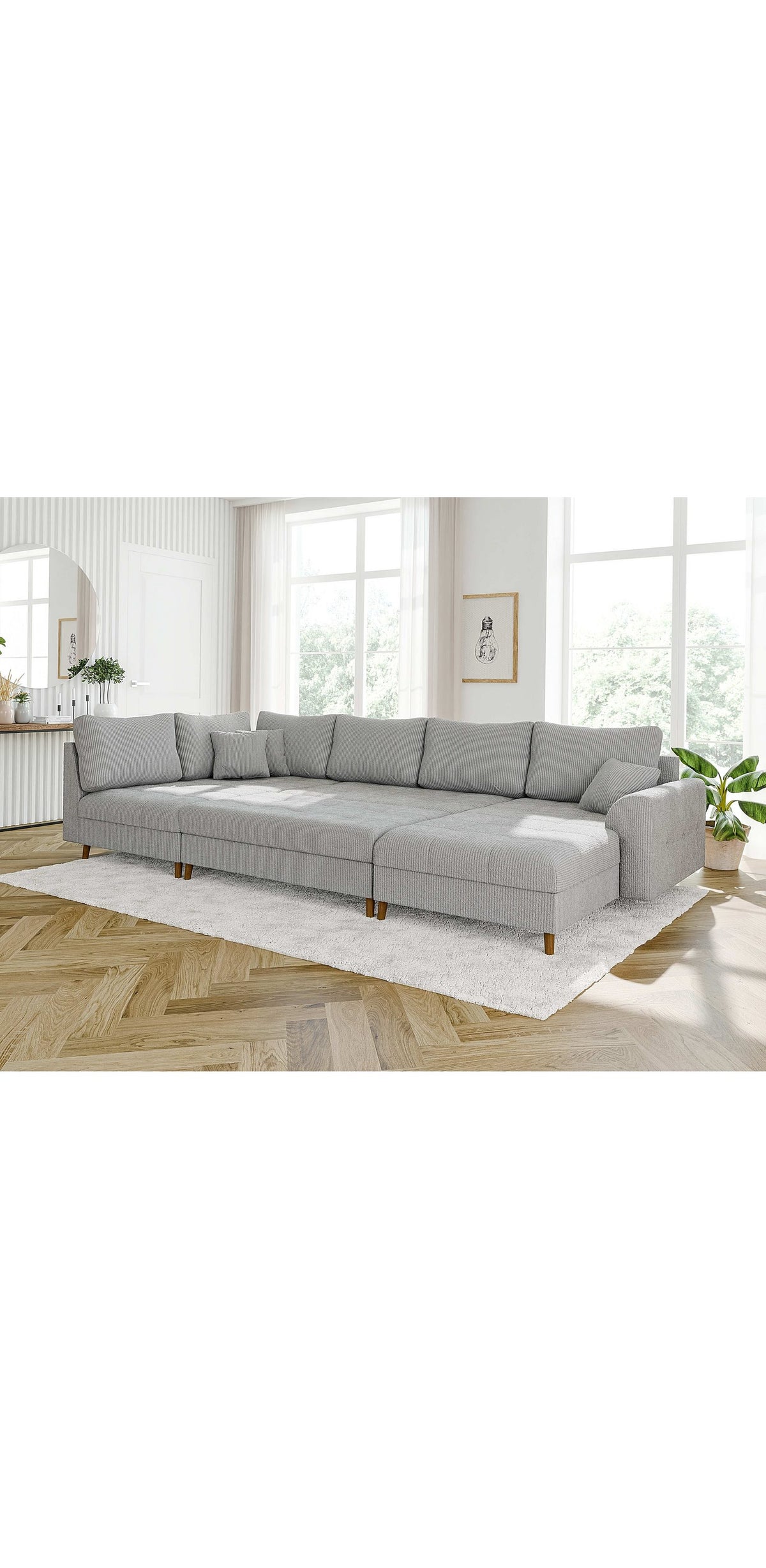 Cord Wohnlandschaft ZARA mit Ottomane und passendem Hocker