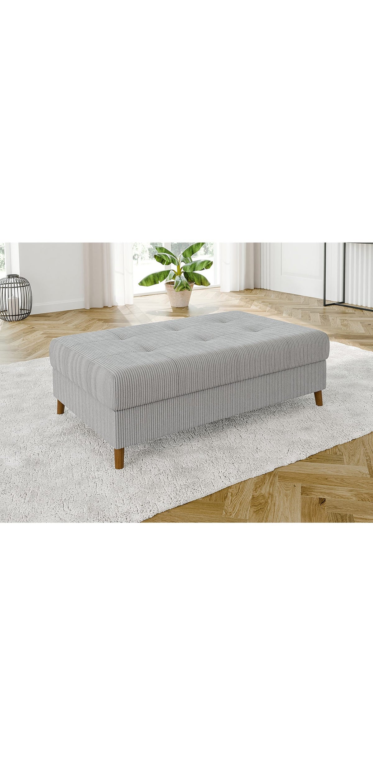 Hocker des Cord Ecksofas ZARA in Hellgrau