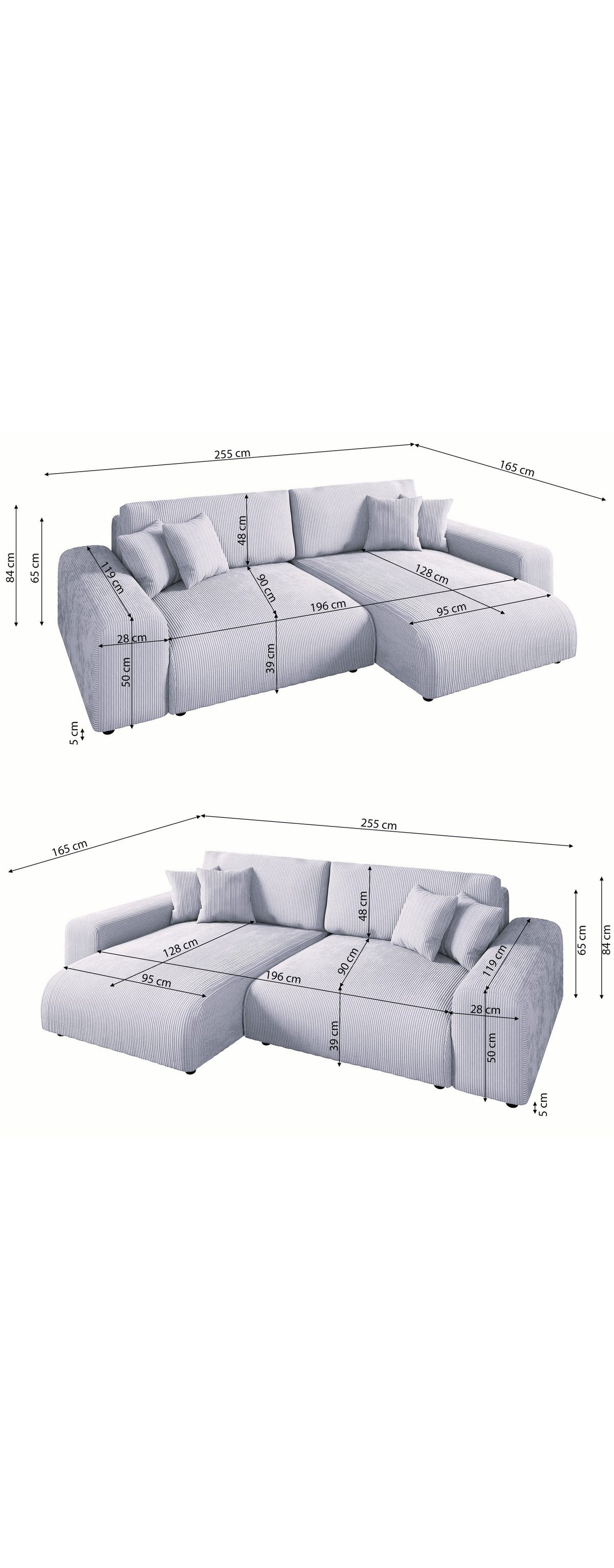 Cord Ecksofa 21005 in Gruen im Wohnzimmer