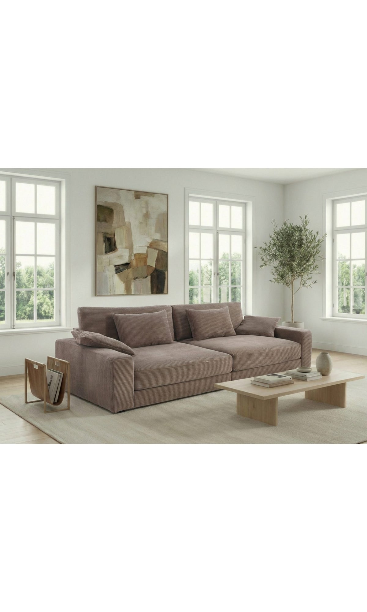 Big Sofa Cord 15252 in Braun Taupe von vorne