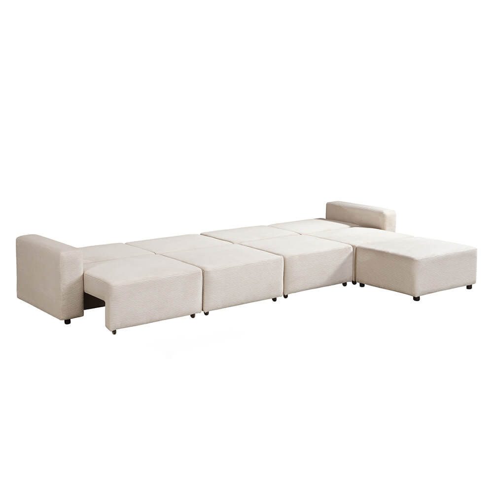 Modulares Cord Schlafsofa VINA XL in Beige Seitenansicht