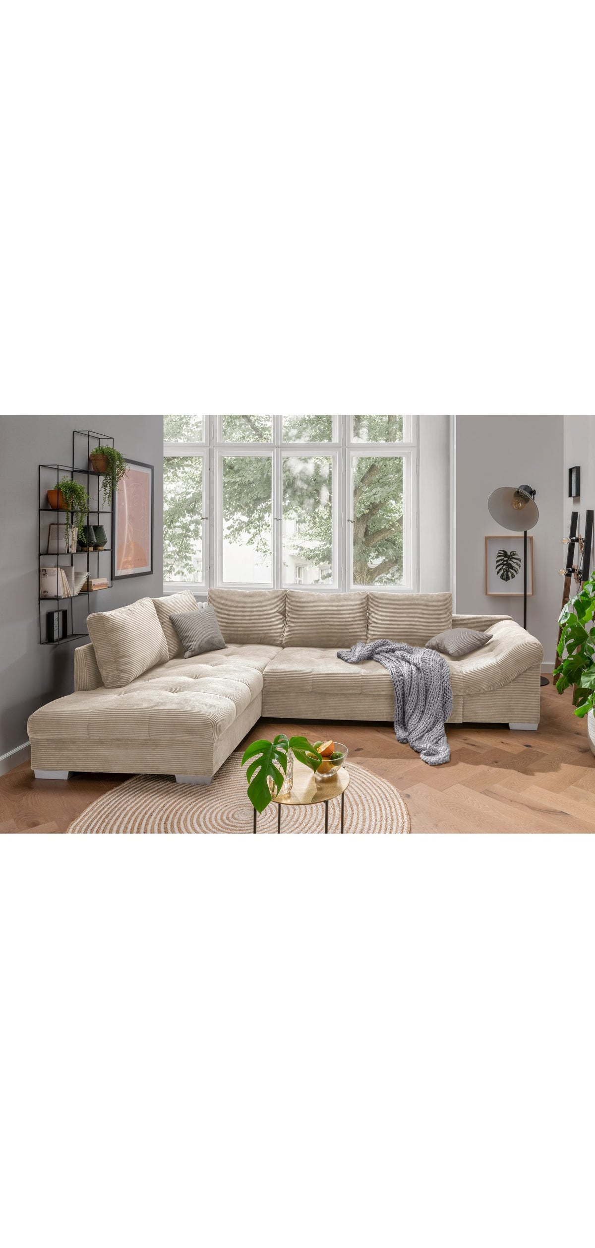 Cord Ecksofa 17204 mit ausgeklappter Liegefläche