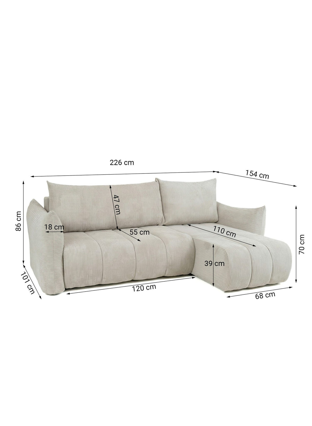 Cord Ecksofa ONTARIO XS in Olivgrün Ansicht 3